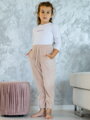 Dziewczęce spodnie dresowe VSB23 VELUR dusty pink