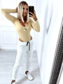 Body w kolorze camel FLV-942 z długim rękawem