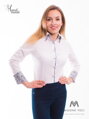 Biała damska koszula z czarnym zdobieniem Slim-Fit VS-DK1608