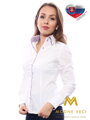 Biała damska koszula z kwiatowym kołnierzykiem Slim-Fit VS-DK1611