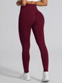 Bordowe legginsy fitness push-up z wysokim stanem