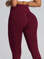 Bordowe legginsy fitness push-up z wysokim stanem
