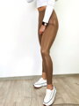 Damskie legginsy ze skóry ekologicznej w jasnym brązie