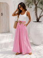 Letnie szeroko spodnie Palazzo z paskiem baby pink 12487