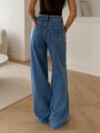 Damskie niebieskie wide leg jeansy MSARA BQ3152