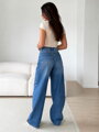 Damskie ciemnoniebieskie wide leg jeansy 25MQ291 MSARA L-5XL