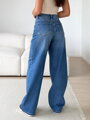 Damskie ciemnoniebieskie wide leg jeansy 25MQ291 MSARA L-5XL