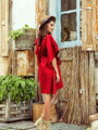 Damskie suknie imprezowe oversize 287-3 czerwone
