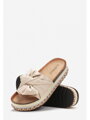Stylowe damskie klapki LS066-42 BEIGE z kokardą