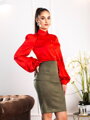 Luksusowa czerwona satynowa bluzka VSB ELEGANT