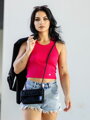 Prążkowany damski crop top LOLLY hotpink