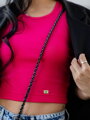 Prążkowany damski crop top LOLLY hotpink