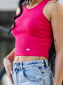 Prążkowany damski crop top LOLLY hotpink