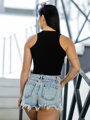 Czarny damski croptop z prążkami VSB LOLLY