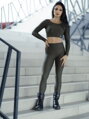 Wygodne damskie legginsy VSB CLASSIC NEWSKIN khaki