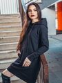 Przedłużona bluza VSB kod QR z kieszenią kangurkiem black