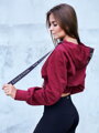 Crop Top bluza do pasa VSB LEA bordowy
