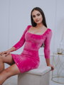 Damskie sukienki VSB22 VELUR HELA dark pink