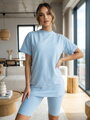 Komplet sportowy koszulka + spodenki rowerowe VSB CASANDRA babyblue