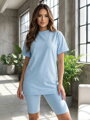 Komplet sportowy koszulka + spodenki rowerowe VSB CASANDRA babyblue