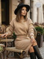Stylowa bluza VSB ELIZABETH z marszczonymi rękawami beżowa