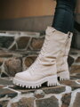 Damskie ponadczasowe buty ze skóry naturalnej B-02 cream
