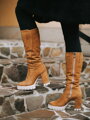 Modne buty musztardowe ze skóry zamszowej LOTTA