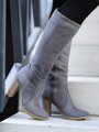 Damskie buty do kolan ze skóry SIMA 08 szare