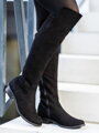 Wysokie buty over-the-knee z prawdziwej skóry Ema 040 czarne nubuk