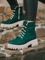 Damskie buty zimowe B-01z ze skóry naturalnej SZMARAGD