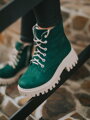 Damskie buty zimowe B-01z ze skóry naturalnej SZMARAGD