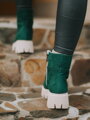 Damskie buty zimowe B-01z ze skóry naturalnej SZMARAGD