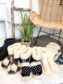 Pantofle z wełny owczej ciepłe model 103 szachownica