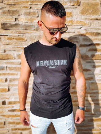 Męska koszulka bez rękawów NEVER STOP czarna oversize