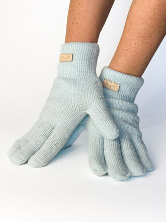 Pletione damskie rękawiczki w pięknym kolorze baby blue