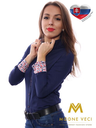 Ciemnoniebieski damski koszula Slim Fit VS-DK1604