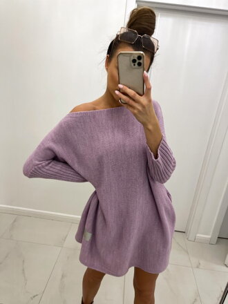 Modny sweter dzianinowy SW06-20 lila fioletowy
