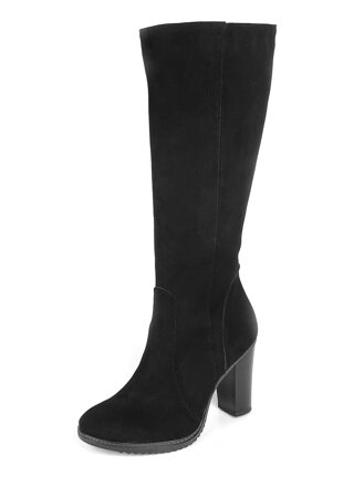 Buty ze skóry naturalnej na obcasie Ema 08 czarne matowe