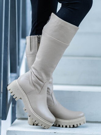 Damskie buty ze skóry naturalnej GRASSO cappucino