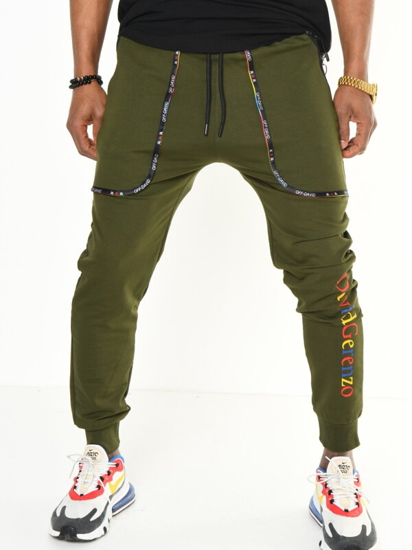 Męskie stylowe spodnie dresowe DAVIDGerenzo army zielone