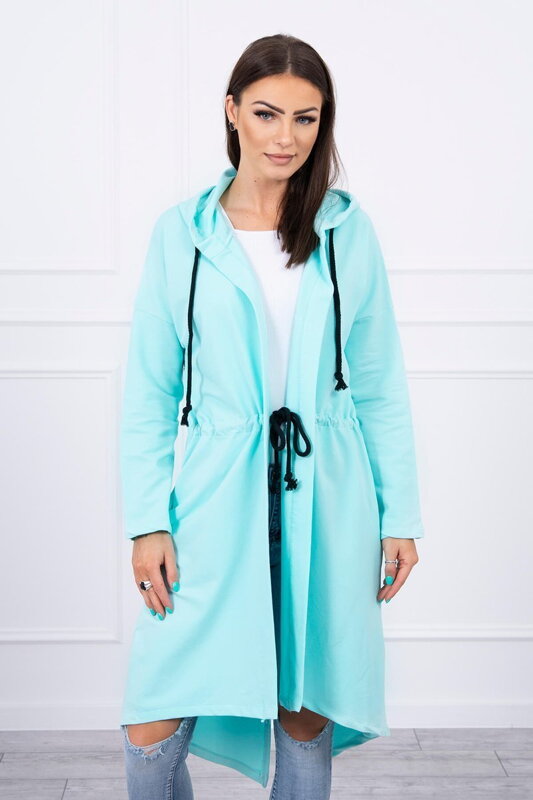 Damska bluza ze sznurkiem w pasie mentol wzor 8998