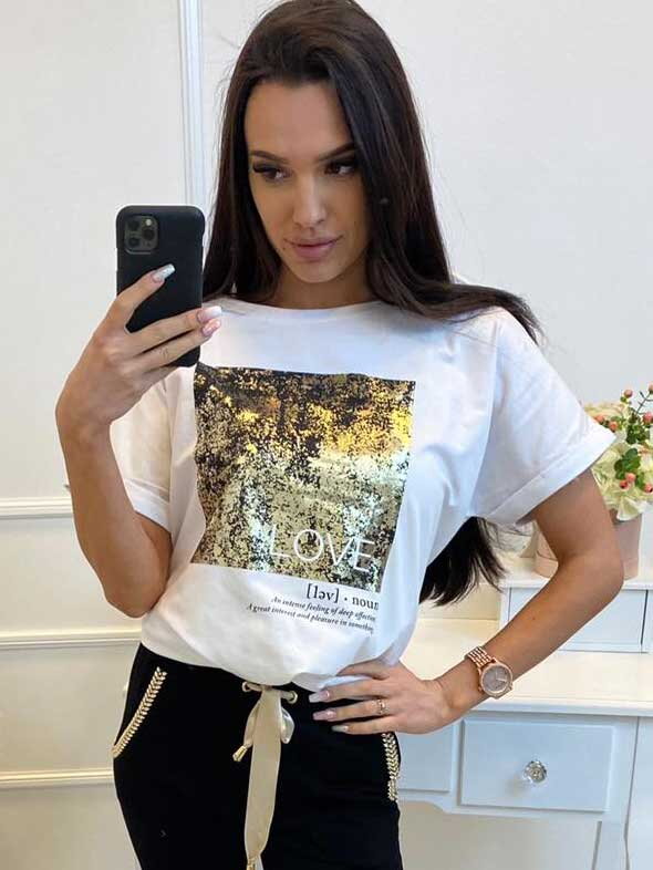 Krótka koszulkowa bluza LOVE MFY biała