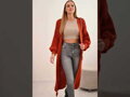 Sweter długi kardigan IT-8 terakota